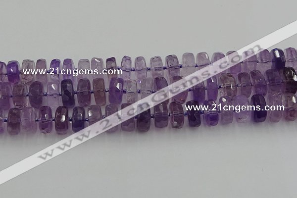 CRB569 15.5 inches 8*18mm faceted rondelle amethyst beads