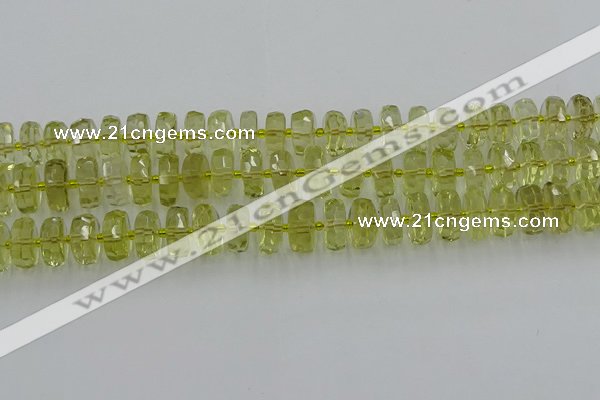 CRB573 15.5 inches 6*10mm faceted rondelle lemon quartz beads