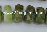 CRB853 15.5 inches 8*16mm faceted rondelle green garnet beads