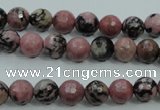 CRD11 15.5 inches 6mm faceted round rhodonite gemstone beads