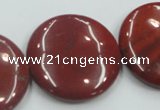 CRE10 16 inches 30mm flat round natural red jasper beads wholesale