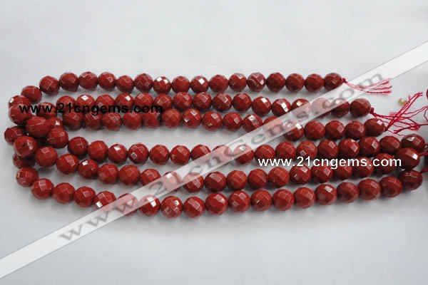 CRE154 15.5 inches 10mm faceted round red jasper beads wholesale