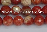 CRE332 15.5 inches 8mm faceted round red jasper beads
