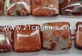 CRE58 15.5 inches 20*20mm square red jasper beads wholesale
