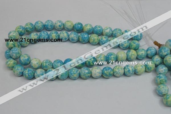 CRF105 15.5 inches 14mm round dyed rain flower stone beads wholesale