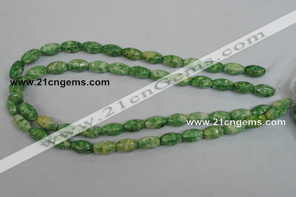 CRF194 15.5 inches 8*14mm rice dyed rain flower stone beads