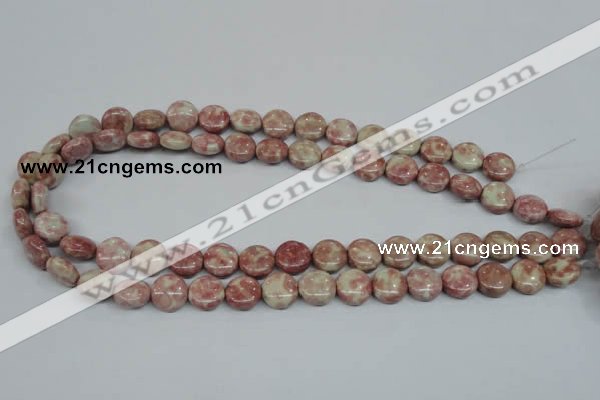 CRF256 15.5 inches 12mm flat round dyed rain flower stone beads