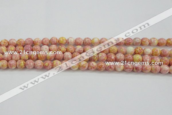 CRF316 15.5 inches 8mm round dyed rain flower stone beads wholesale