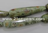 CRH134 15.5 inches 10*40mm faceted teardrop rhyolite gemstone beads