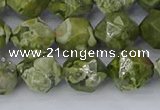 CRH537 15.5 inches 10mm faceted nuggets rhyolite gemstone beads