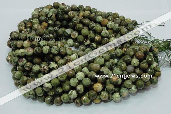 CRH57 15.5 inches 10mm faceted round rhyolite beads wholesale