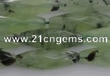 CRI07 15.5 inches 10*30mm faceted rice green rutilated quartz beads