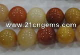 CRJ416 15.5 inches 14mm round red & yellow jade beads wholesale