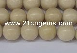 CRJ602 15.5 inches 8mm round white fossil jasper beads wholesale
