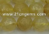 CRO1035 15.5 inches 14mm faceted round yellow watermelon quartz beads