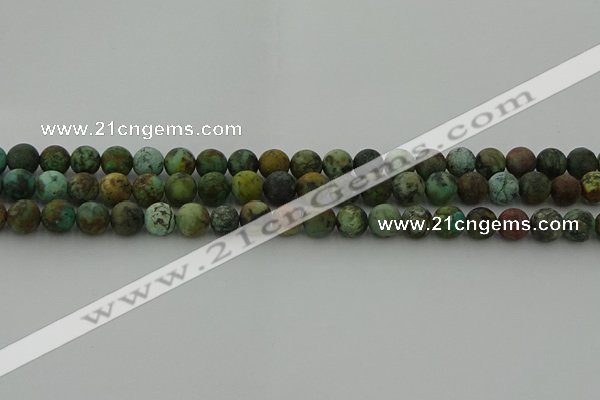 CRO1052 15.5 inches 8mm round matte African turquoise beads
