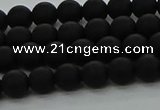 CRO1131 15.5 inches 6mm round matte black agate gemstone beads