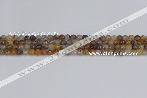 CRO1195 15.5 inches 4mm faceted round mixed lodalite quartz beads