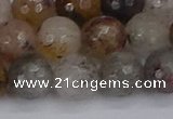CRO1198 15.5 inches 10mm faceted round mixed lodalite quartz beads
