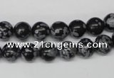 CRO122 15.5 inches 8mm round snowflake obsidian beads wholesale