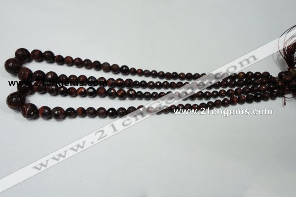 CRO708 15.5 inches 6mm – 14mm faceted round red tiger eye beads