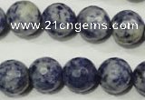 CRO776 15.5 inches 16mm faceted round blue spot stone beads wholesale