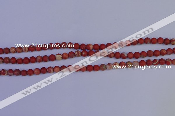 CRO930 15.5 inches 4mm round matte red jasper beads wholesale
