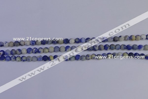CRO950 15.5 inches 4mm round matte sodalite beads wholesale