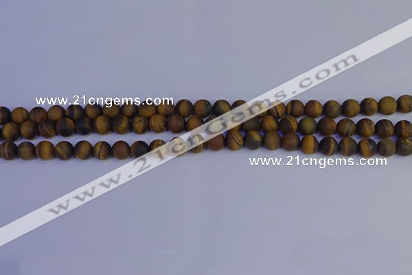 CRO961 15.5 inches 6mm round matte yellow tiger eye beads wholesale