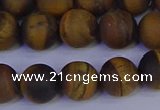 CRO964 15.5 inches 12mm round matte yellow tiger eye beads wholesale