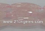 CRQ195 15.5 inches 10*30mm faceted rice natural rose quartz beads