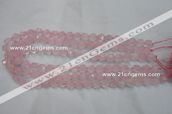 CRQ302 15 inches 10mm faceted nuggets rose quartz beads