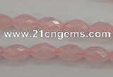 CRQ351 15.5 inches 8*12mm faceted rice rose quartz beads
