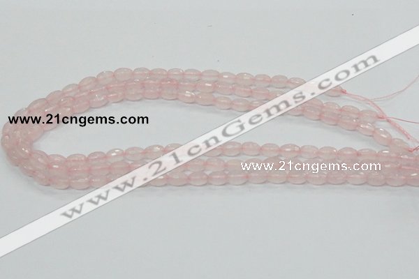 CRQ39 15.5 inches 6*10mm faceted rice natural rose quartz beads