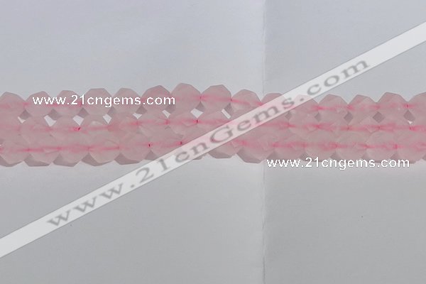 CRQ408 15.5 inches 10mm faceted nuggets matte rose quartz beads