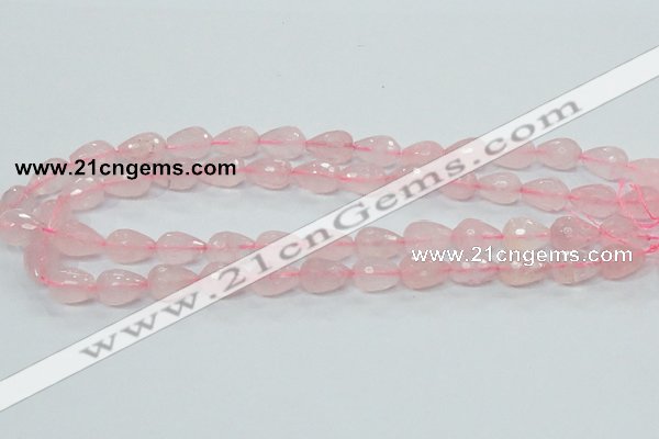 CRQ43 15.5 inches 10*14mm faceted teardrop natural rose quartz beads
