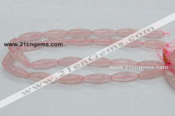 CRQ57 15.5 inches 10*30mm rice natural rose quartz beads wholesale