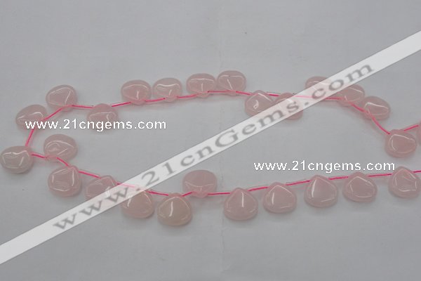 CRQ721 Top drilled 15*15mm flat teardrop rose quartz beads