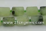 CRU232 15.5 inches 10*14mm tube matte green rutilated quartz beads