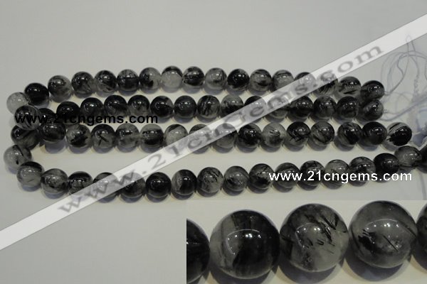 CRU504 15.5 inches 12mm round black rutilated quartz beads wholesale