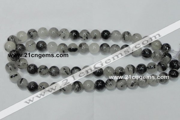 CRU54 15.5 inches 12mm round black rutilated quartz beads wholesale