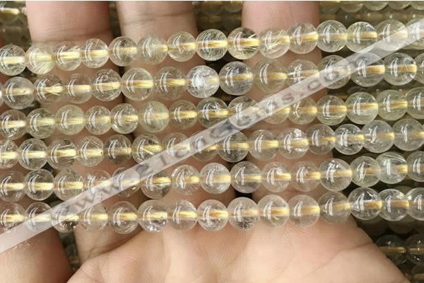 CRU629 15.5 inches 6mm round golden rutilated quartz beads