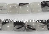 CRU85 15.5 inches 12*12mm square black rutilated quartz beads