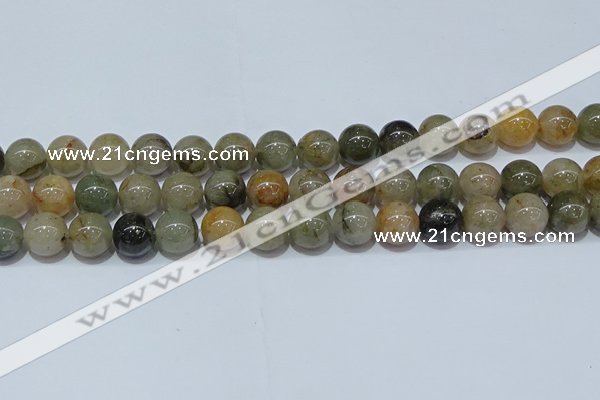 CRU904 15.5 inches 12mm round green rutilated quartz beads wholesale