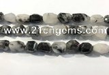 CRU940 12*18mm - 18*25mm faceted nuggets black rutilated quartz beads