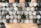 CRU963 15.5 inches 10mm round black rutilated quartz beads