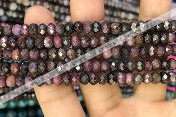 CRZ1137 15.5 inches 4*6mm faceted rondelle ruby gemstone beads