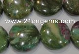 CRZ626 15.5 inches 20mm flat round New ruby zoisite gemstone beads