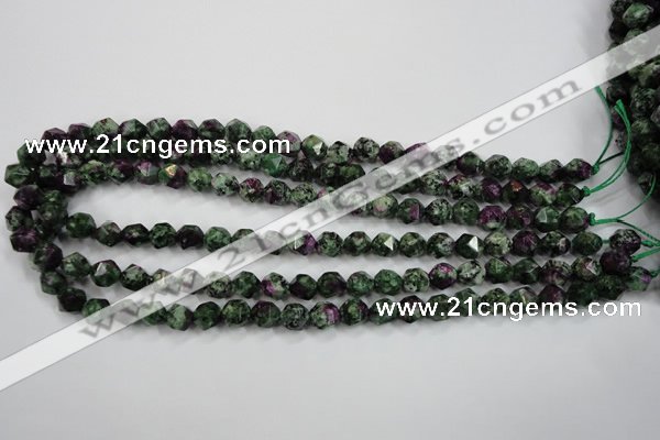 CRZ901 15.5 inches 6mm faceted nuggets Chinese ruby zoisite beads
