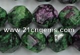 CRZ906 15.5 inches 16mm faceted nuggets Chinese ruby zoisite beads